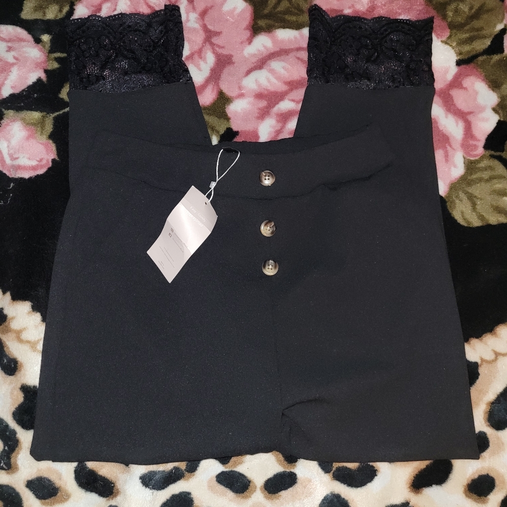 NWT lace trim dress pants